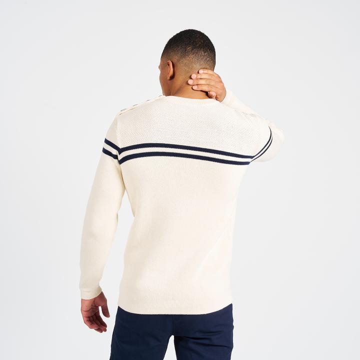 Image du produit Tribord Pull-over voile tricoté homme 100 beige/bleu foncé rayé (S)