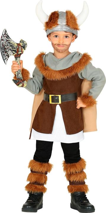Produktbild Widmann Wikinger Kostüm Jungen Tunika mit Gürtel und Umhang, Beinstulpen, Helm (140)