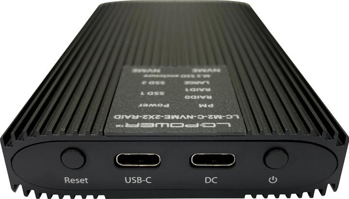 Actual product image LC-Power LC-M2-C-NVME-2X2-RAID USB-C housing for NVMe-M.2 retail (M.2 2280)
