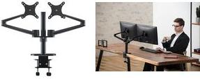 Immagine prodotto Alba Braccio per monitor TFT/LCD MHARMFD N, a 2 vie, nero con morsetto da tavolo, per monitor fino a (27")