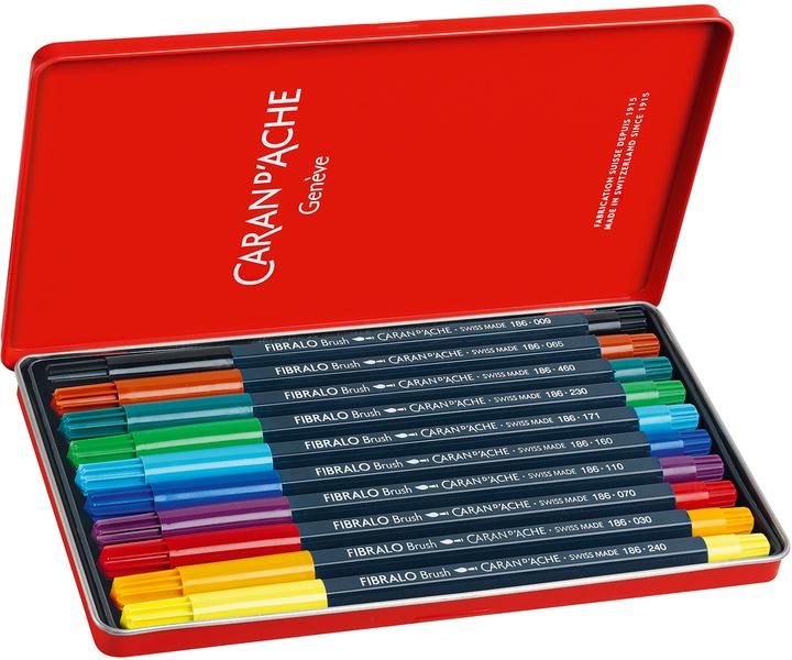 Immagine prodotto Caran d'Ache Fibralo Brush Metallschachtel (Multicolore, 10 x)