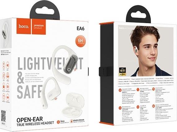 Image du produit Hoco EA6 Kabelloses Headset mit offenem Ohr Konnektivität/Musik Bluetooth Weiss (6 h, Sans fil)