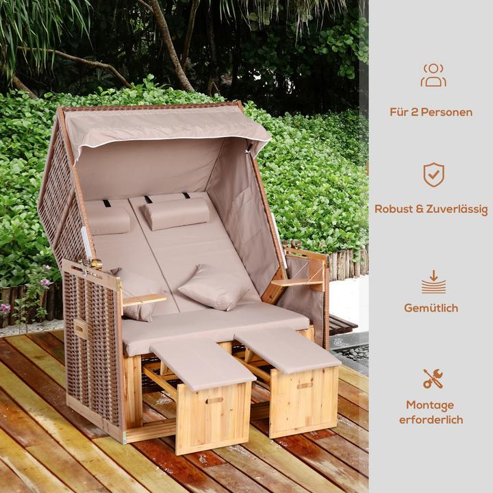 Actual product image Outsunny Beach chair with roof and cup holder