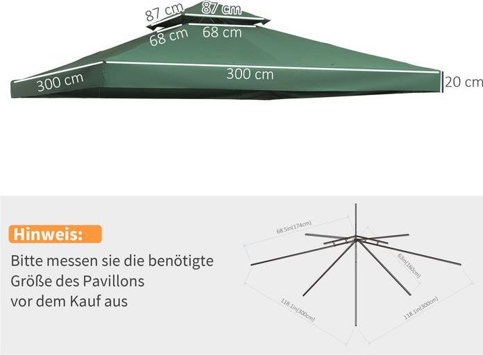 Actual product image Swisshandel24 Replacement roof pavilion roof for metal pavilion garden pavilion party tent garden tent polyester (300 cm, 300 cm)
