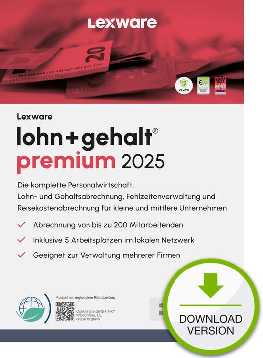 Lexware lohn+gehalt premium 2025 - Abo (5 User, unbegrenzt)