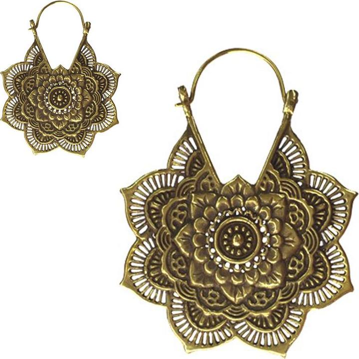 Actual product image Star Piercing Ohrring vergoldet Blume offen (Brass)