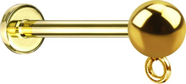 Produktbild Star Piercing Micro Labret Innengewinde vergoldet mit Kugel Ring für Anhänger (Chirurgenstahl 316L)