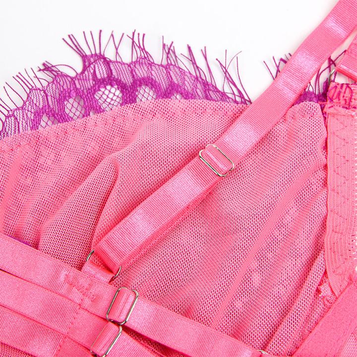 Image du produit Subblime - 955359 BH-SET MIT SPITZE UND STRUMPFBÃ„NDERN ROSA UND LILA S/M (S/M)