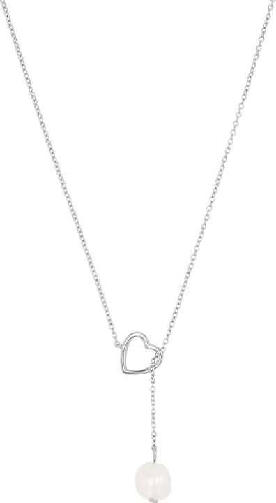 Amor Halsschmuck für Damen, 925 Sterling Silber, Süsswasserzuchtperle | Herz (Silber 925)