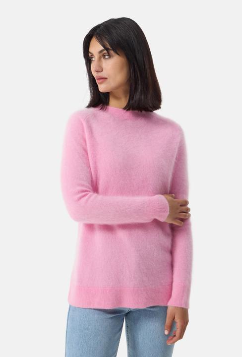 Cash-Mere Brushed Kaschmir Rundhals Pullover mit Seitenschlitzen