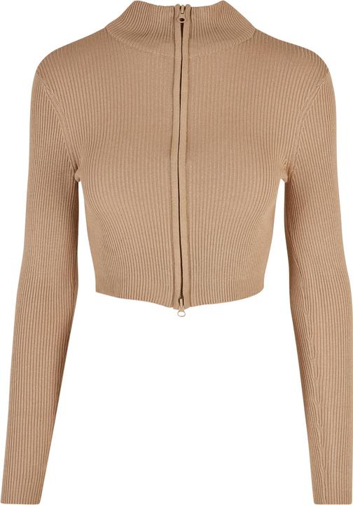 Urban Classics Ladies Cropped Rib Knit Zip Cardigan - 19407
