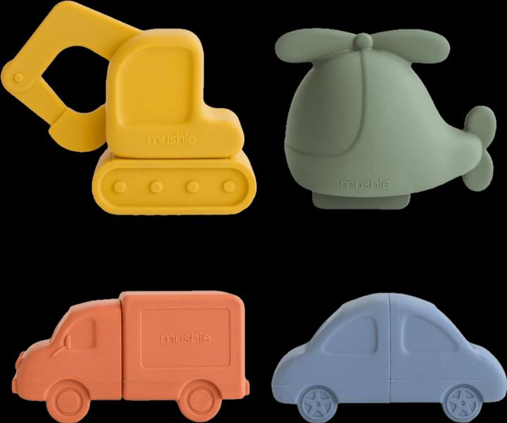 Actual product image Mushie Bath play set vehicles