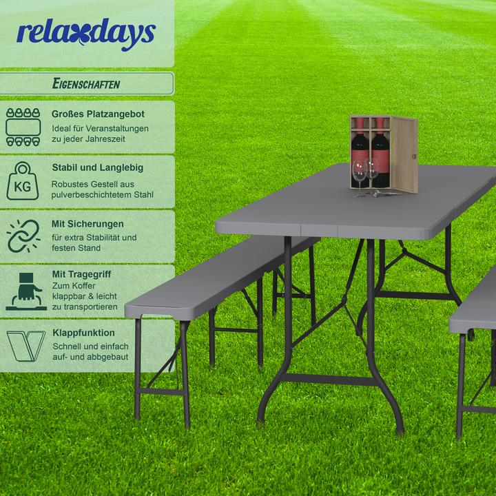 Image du produit Relaxdays Table-jardin-et-bancs (180 cm)