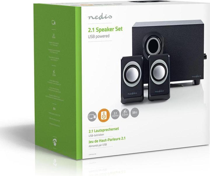Immagine prodotto Nedis Altoparlante per PC - Alimentazione tramite USB - Subwoofer - Ingresso connessioni: 1x 3,5 mm - 2.1 (1 pz., 16 W)
