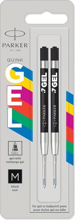 Image du produit Parker Pen Recharge gel ECO, noir, largeur de trait : M, blister de 2 encre à séchage rapide, résistante aux (Mine de gel, Noir, 0.70 mm)