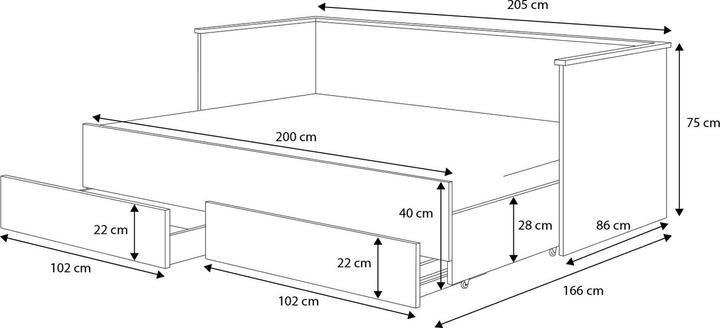 Actual product image ADRK Furniture Double bed with mattresses HELA II 200x80 (200 x 80 cm)