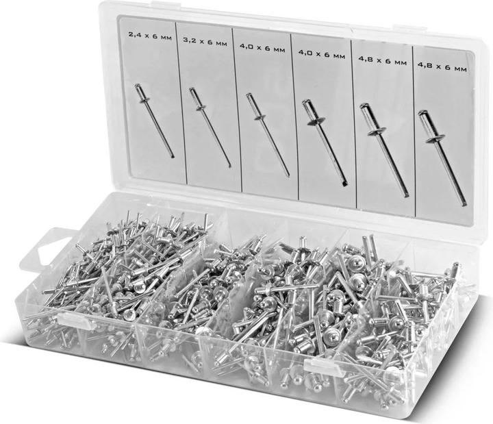 Produktbild Stahlwerk Nieten Sortiment 1000-teilig Blindnieten Set aus Aluminium Nietenset