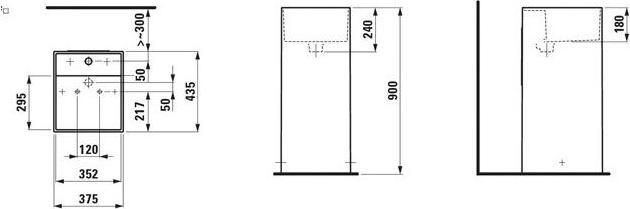 Produktbild Laufen Waschtisch KARTELL 375x435x900mm frst o ÜL 2 HL m Dek Linie (435 mm, 375 mm)