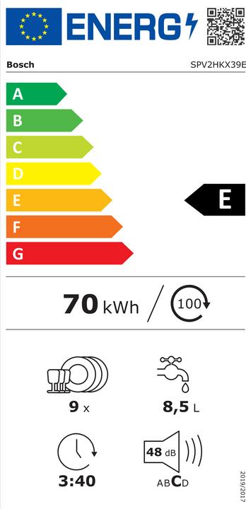 Energy Label Bosch Hausgeräte SPV2HKX39E