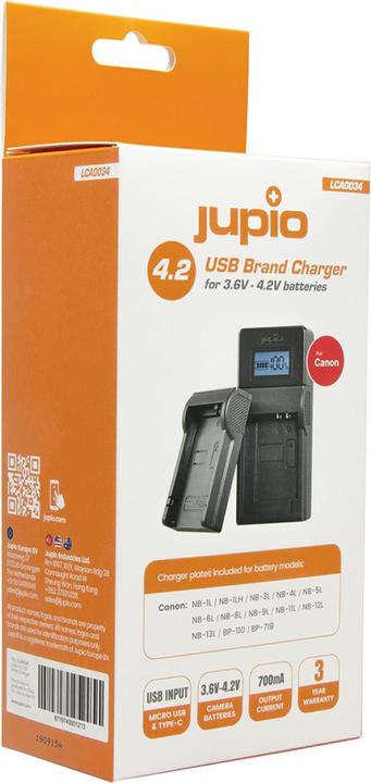 Image du produit Jupio Chargeur universel 3.6V-4.2V Canon (Chargeur de batterie d'appareil photo)