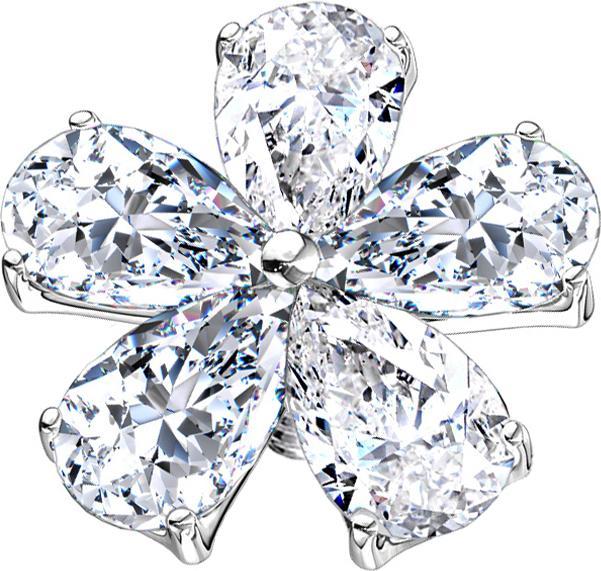 Star Piercing Dermal Anchor silber Blume mit Kristalltropfen (Chirurgenstahl 316L, Messing)