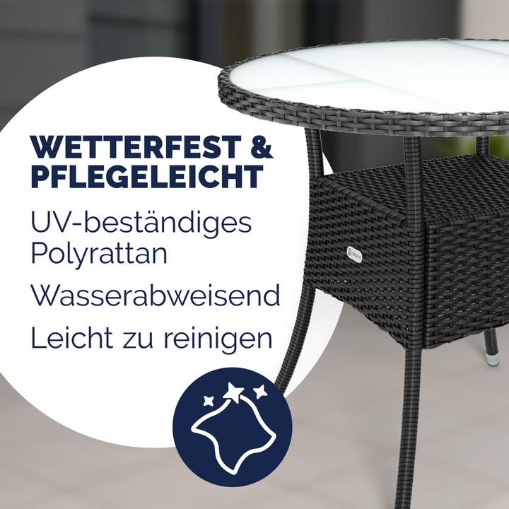 Actual product image Casaria Balcony table in poly rattan (80 cm)