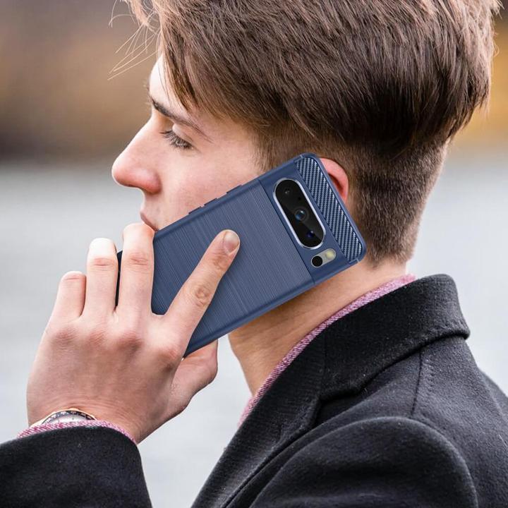 Produktbild Cover-Discount Google Pixel 8 Pro - Metall Carbon Look Hülle blau (Google Pixel 8 Pro)