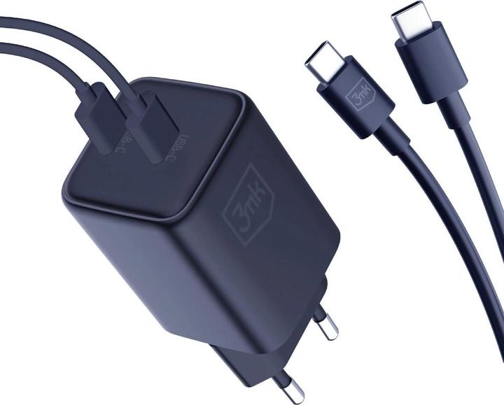 Produktbild 3MK Hyper Charger PD 45W ład. sieć. czarna/black + 2x USB-C Cables (45 W)