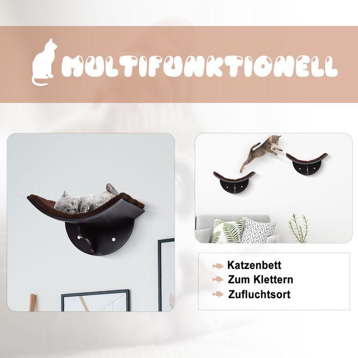 Produktbild Swisshandel24 Katzen Katzenbett Katzenregal Katzenliege Wandliege Wandmontage Plüschauflage MDF Braun 41 x 28 x 21 (Katze)