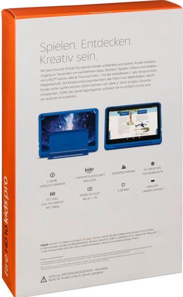 Immagine prodotto Amazon Fire HD 10 Kids Pro (Solo WiFi, 10.10", 32 GB, Azzurro)