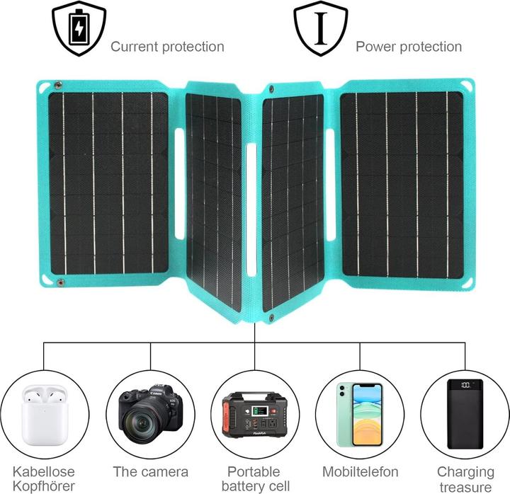 Produktbild Yingguang Faltbares 36W Solarpanel-Ladegerät mit 3 Anschlüssen (36 W)