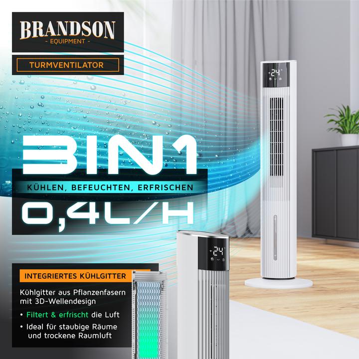 Actual product image Brandson Mobiler Luftkühler mit Wasserkühlung, Klimagerät, 60W, WIFI, Turmventilator, Verdunstungskühler