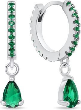 Actual product image Brilio Silver - Silver hoop earrings with green zircons EA757WG