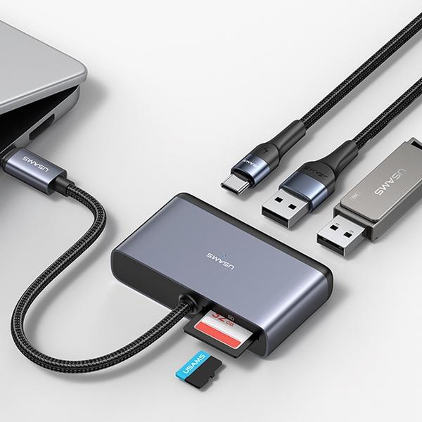 Produktbild Usams US-SJ628 5in1 Multifunctional Type-C HUB Type-C*1+USB3.0*1+USB 2.0*1+TF*1+SD*1 (USB-C, 5 Ports)