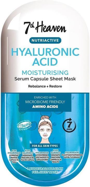 7th Heaven Hyaluronsäure Nutriactive Moisturising Sheet Mask Angereichert mit Aminosäuren zur Rebalancierung (10 ml)