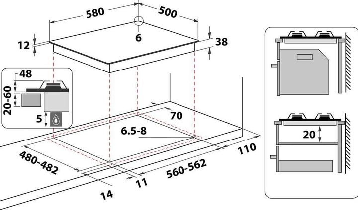 Immagine prodotto Whirlpool AKM 268/IX Piano cottura a gas integrato in acciaio inox 4 Zone