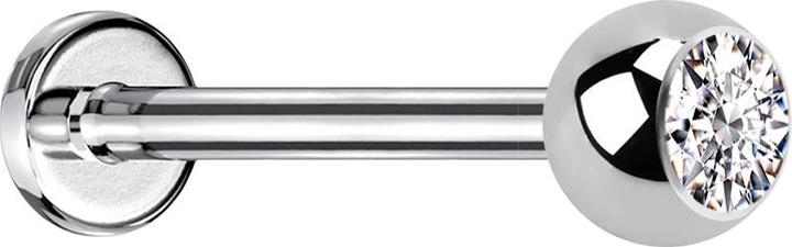 Actual product image Star Piercing Micro Labret silber mit Kugel und Kristall silber (without brass, Surgical steel 316L)