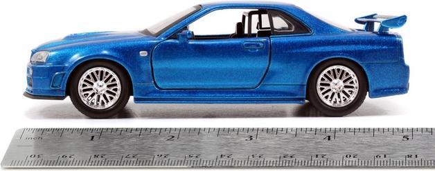 Actual product image Jada Fast and Furious Brian's Nissan Skyline GT-R R34 Silver and GT-R R34 Blue 1:32 Die-Cast Metal 2-Pack