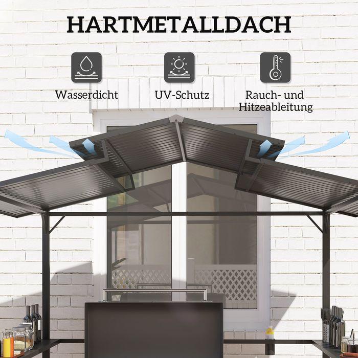 Produktbild Swisshandel24 Grillpavillon 250x160x250 cm wasserdicht Doppelschichtdach, Schwarz (250 cm, 160 cm)