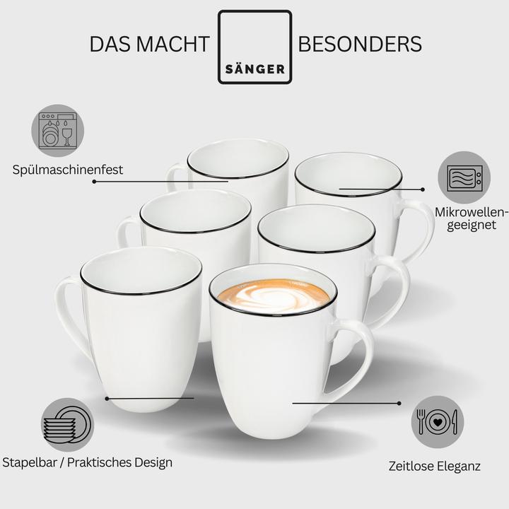 Actual product image Sänger Coffee mug set Marlo Black Rim (350 ml, 6 x)