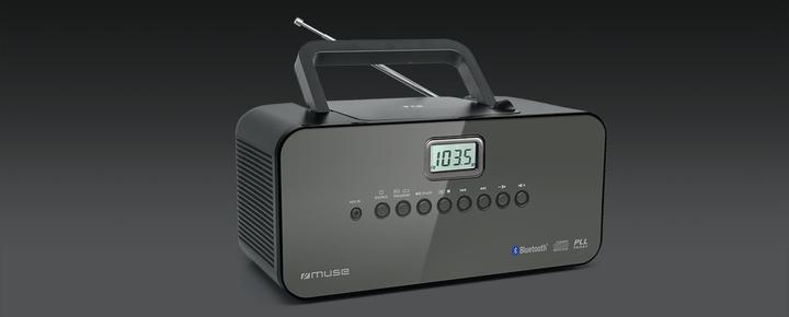 Produktbild Muse M-22BT Schwarz, AUX-Eingang, tragbarer Bluetooth-Radio-CD-Player (AM, FM, MW, Bluetooth)