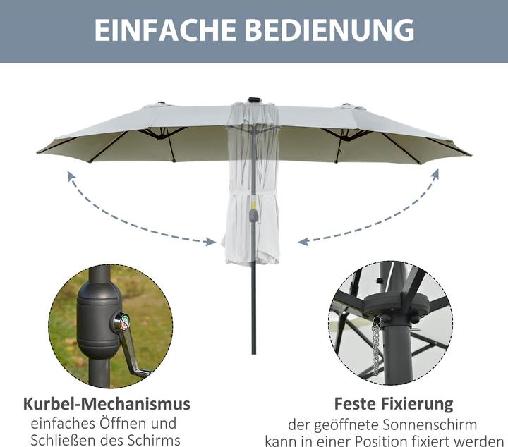 Actual product image Outsunny Parasol with Solar LED Light (2.65 m)