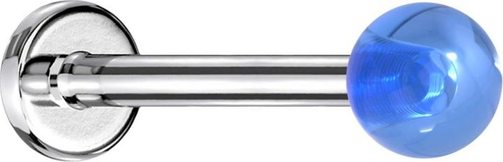 Produktbild Star Piercing Micro Labret silber mit Kugel blau "Glow" (Acryl, ohne Messing, Chirurgenstahl 316L)