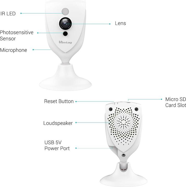 Produktbild Vimtag CM3(2M) Smart Cloud IP Camera, 1080P, 1920*1080, fixed, Wifi (1920 x 1080 Pixels)
