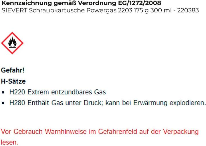 Produktbild Sievert Powergas Gaskartusche 175 g 1 St.