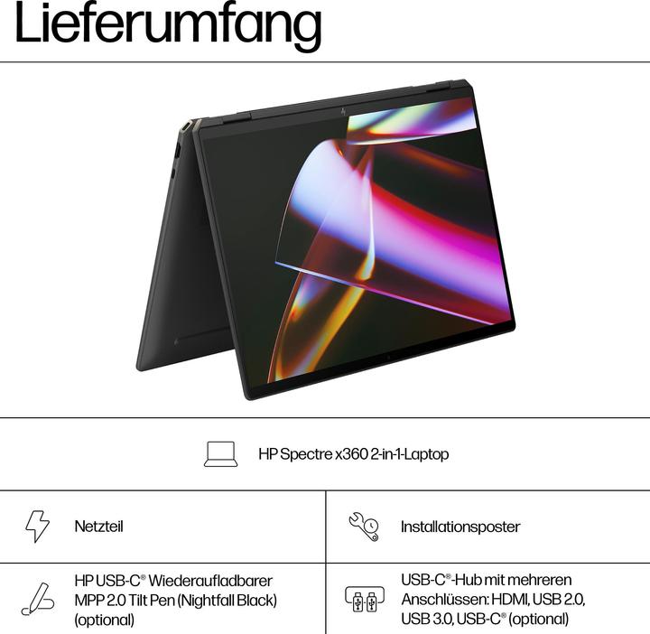 Produktbild HP Spectre x360 (16", Intel Core Ultra 7 155H, 32 GB, 1000 GB, DE)