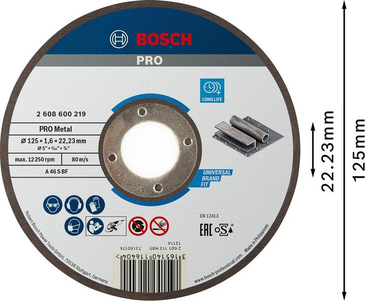 Actual product image Bosch Professional Zubehör PRO Metal cutting disc, 125 x 1.6 x 22.23 mm
