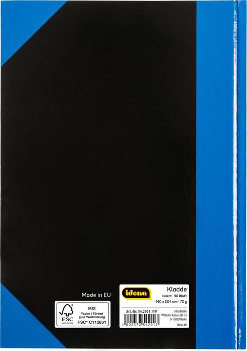 Actual product image Idena Notebook A5 lined black blue FSC-Mix (A5, Lined, Hardcover)
