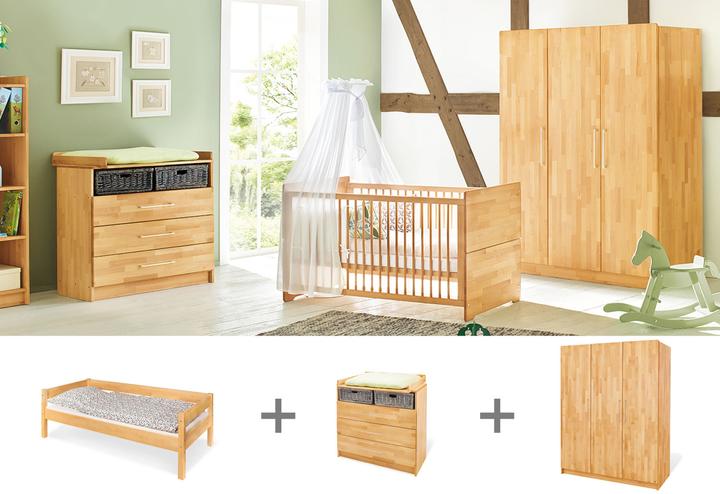 Produktbild Pinolino Jugendzimmer „Natura” breit gross, 3-tlg. (Kinderkleiderschrank, Wickelkommode)