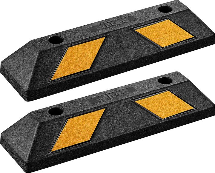 Wiltec Butoir de roue 55x15x10cm 2x Aide au stationnement Caoutchouc anti-collision Aide au stationnement